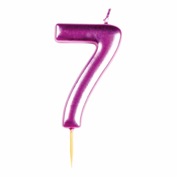 Pink Metallic Number 7 Cake Candle | Party Save Smile