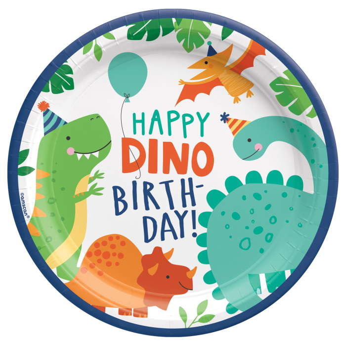Dino-Mite Dinosaur Party Plates Pack of 8 | Party Save Smile