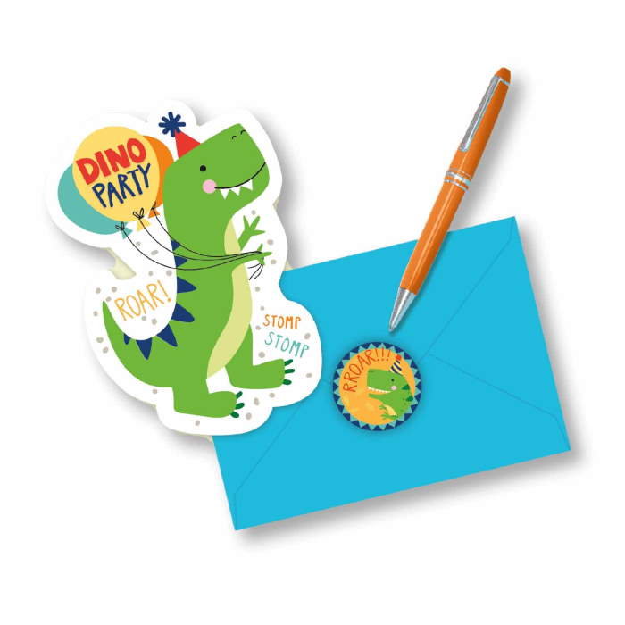 Dino-Mite Dinosaur Party Invites Pack of 8 | Party Save Smile