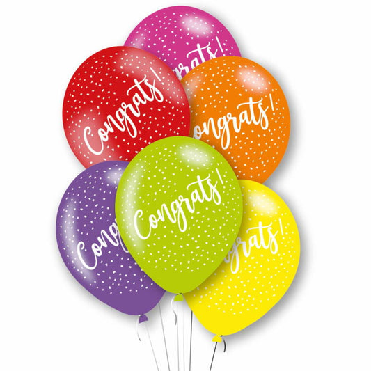 Colourful Congratulations Latex Balloons