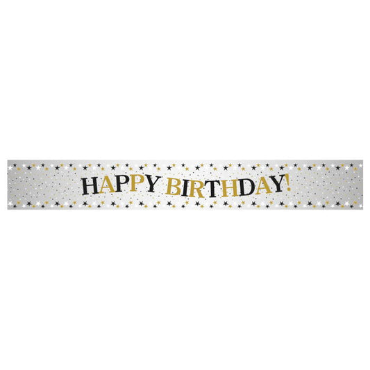 Black and Gold Birthday Foil Banner 2.7 Metres | Party Save Smile