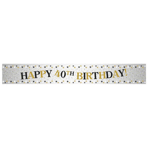 Black and Gold 40th Birthday Foil Banner 2.7 Metres