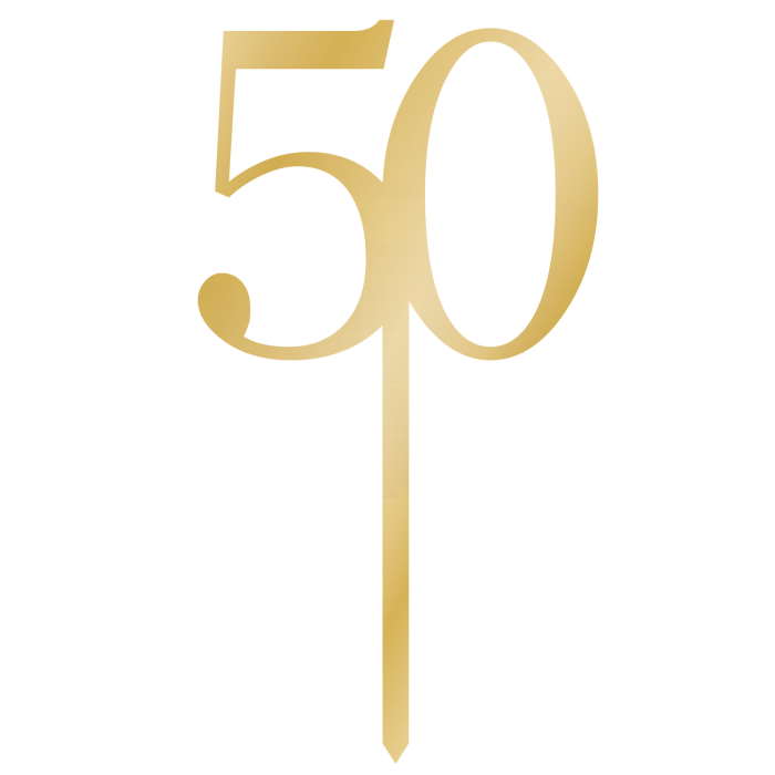 Gold 50 Birthday Cake Topper 8 x 15cm | Party Save Smile