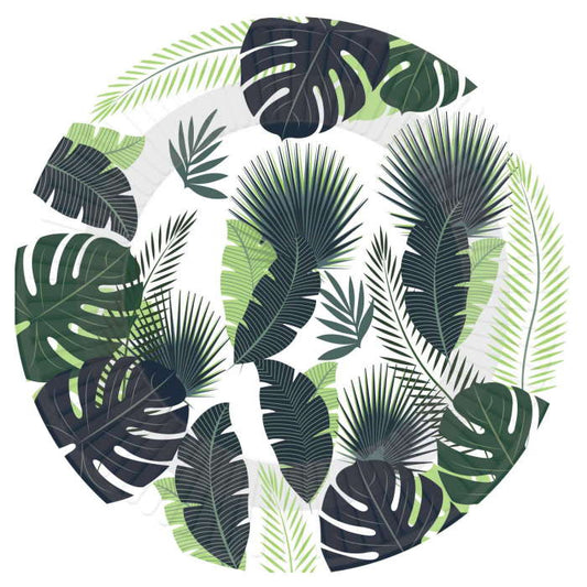 Tropical Leaves Paper Party Plates Pack of 8 | Party Save Smile
