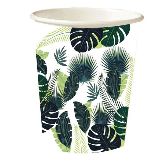 Tropical Leaves Paper Party Cups Pack of 8 | Party Save Smile