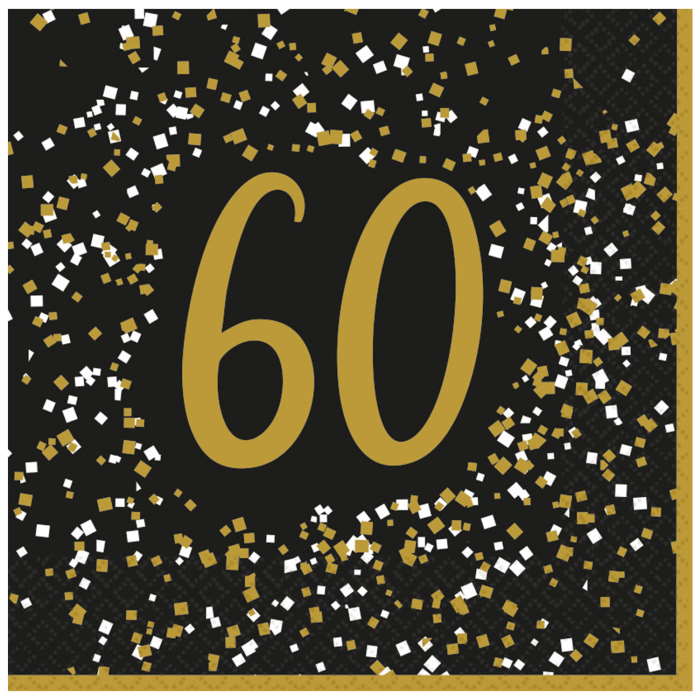 Gold Celebration 60th Birthday Napkins Pack of 16 | Party Save Smile