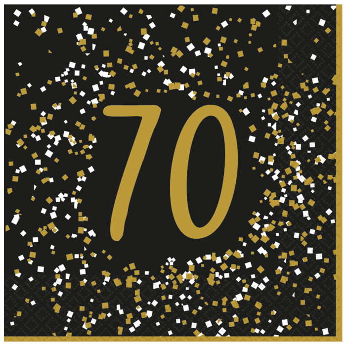 Gold Celebration 70th Birthday Napkins Pack of 16 | Party Save Smile