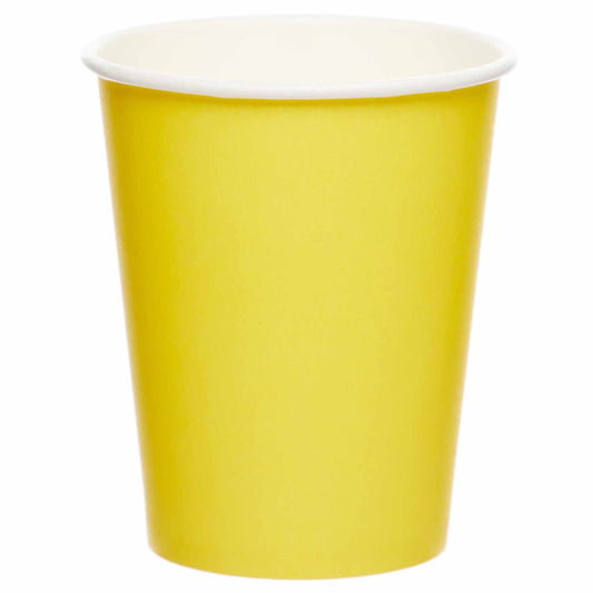 Buttercup Yellow Paper Party Cups Pack of 8 | Party Save Smile