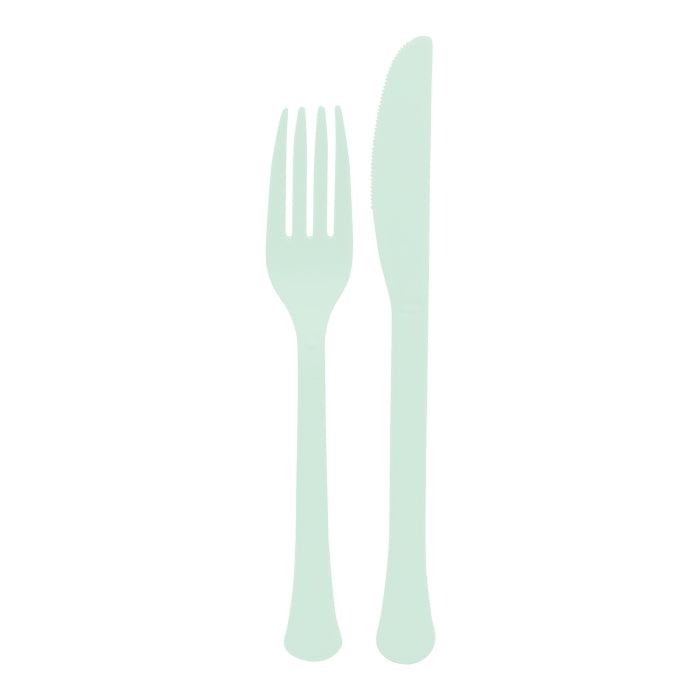 Duck Egg Blue Plastic Cutlery Pack of 24 | Party Save Smile