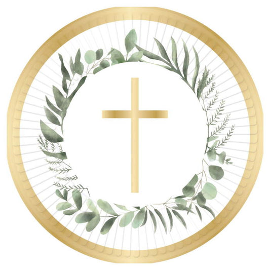 Floral Holy Communion Paper Plates Pack of 8 | Party Save Smile