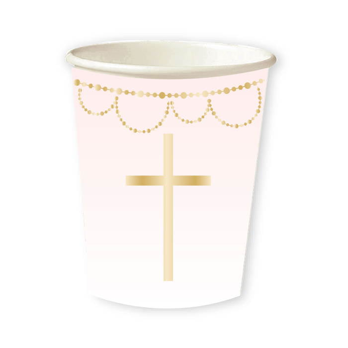 Pink Botanical First Communion Party Pack: Tableware & Decor Kit