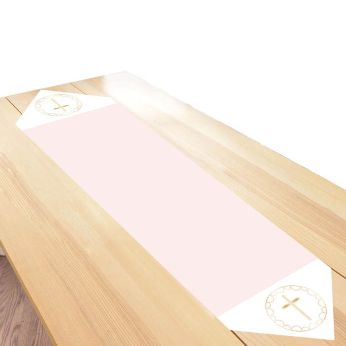 Pink Botanical First Communion Table Runner | Party Save Smile