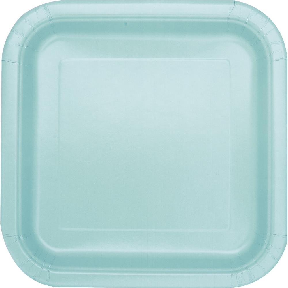 Mint Paper Plates Square Pack of 14 | Party Save Smile