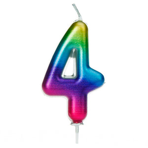 Rainbow Coloured Cake Candle Number 4