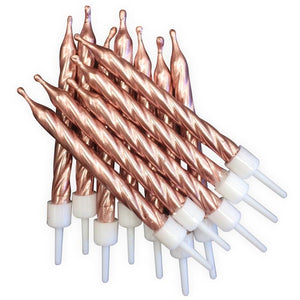 Metallic Rose Gold Candles Pack of 12