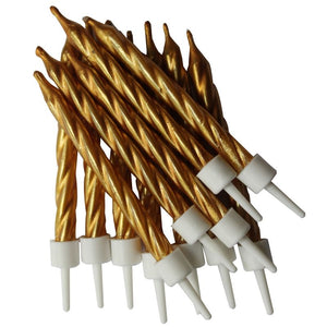 Metallic Gold Birthday Candles Pack of 12