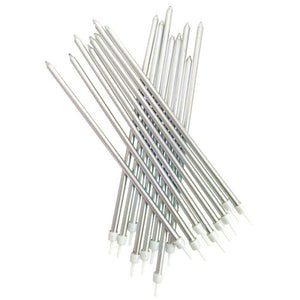 Extra Tall Silver Birthday Candles Pack of 16