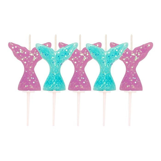 Mermaid Glitter Tail Cake Candles