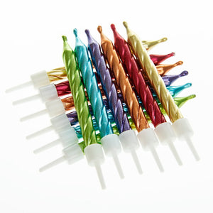 Rainbow Metallic Birthday Cake Candles Pack of 12