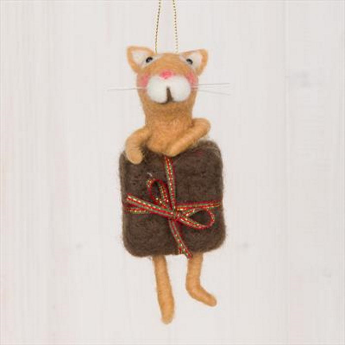 Cat with Present Hanging Decoration 12cm | Party Save Smile