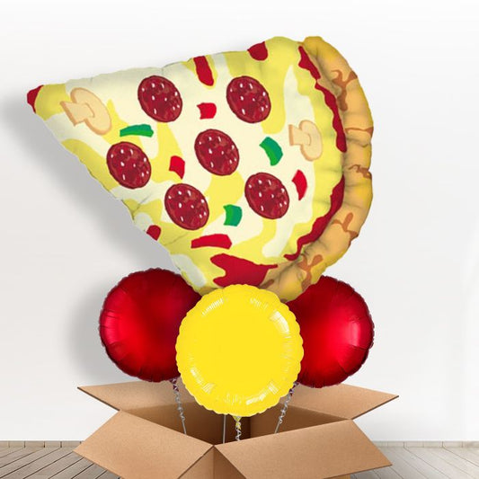 Pizza Slice Shaped Giant Helium Balloon in a Box Gift - With 3 Plain Balloons | Party Save Smile