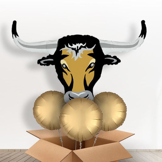 Long Horn Cowboy Shaped Giant Helium Balloon in a Box Gift - With 3 Plain Balloons | Party Save Smile