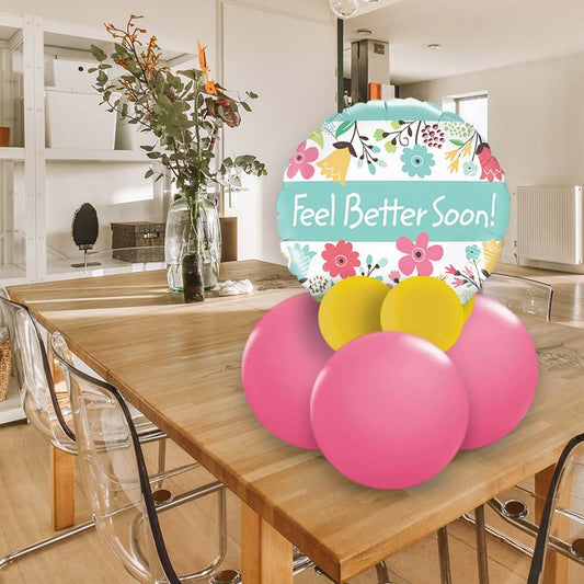 Feel Better Soon Colourful Balloon Gift Table Decoration - Air Filled Centrepiece | Party Save Smile