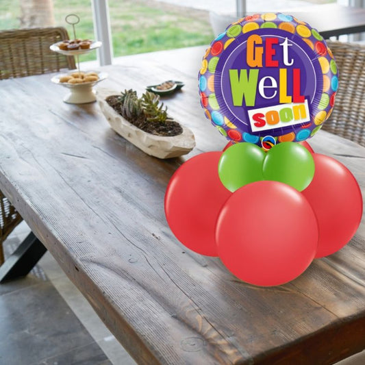 Get Well Soon Dots Balloon Gift Message Table Decoration - Air Filled Centrepiece | Party Save Smile