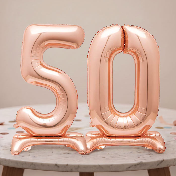 Rose Gold 50th Birthday Party Balloon Table Decorations | Party Save Smile