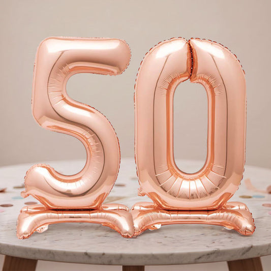 Rose Gold 50th Birthday Party Balloon Table Decorations | Party Save Smile