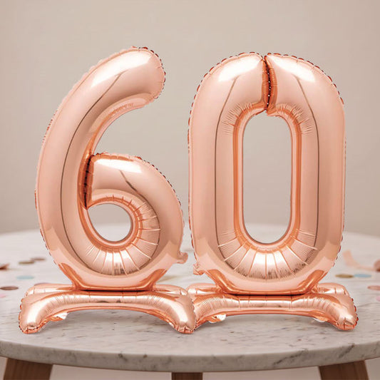 Rose Gold 60th Birthday Party Balloon Table Decorations | Party Save Smile