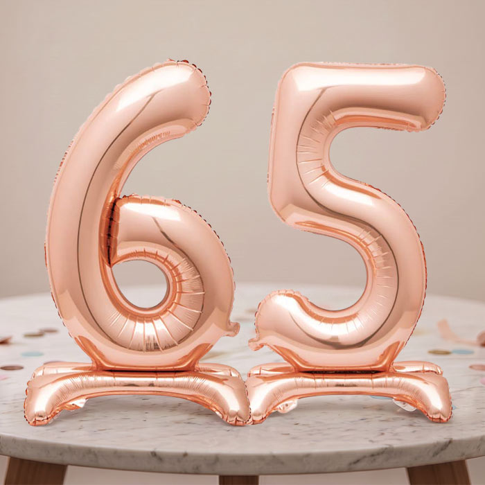 Rose Gold 65th Birthday Party Balloon Table Decorations | Party Save Smile