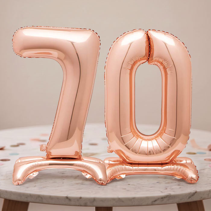 Rose Gold 70th Birthday Party Balloon Table Decorations | Party Save Smile
