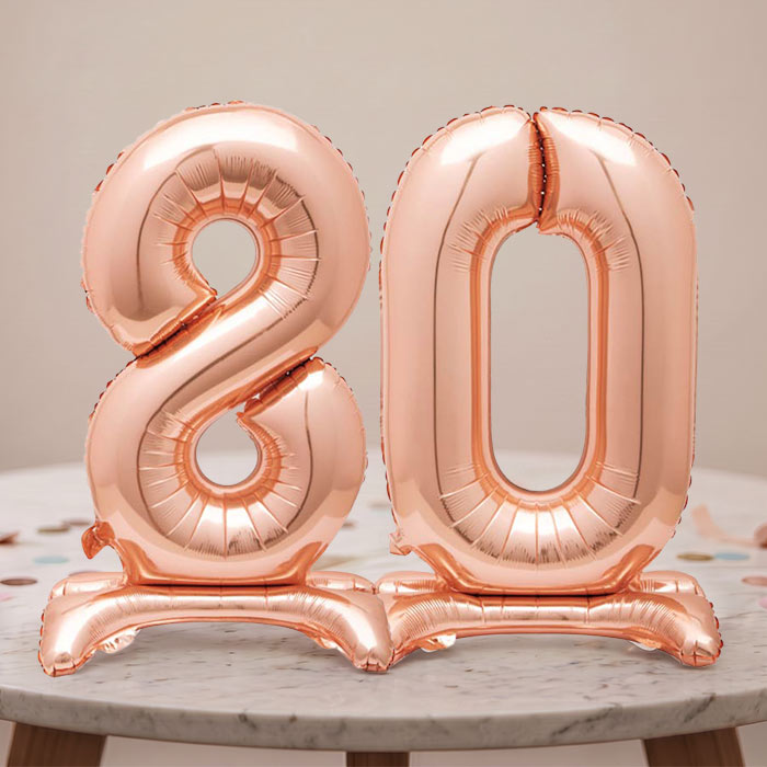 Rose Gold 80th Birthday Party Balloon Table Decorations | Party Save Smile