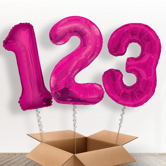 Pink Helium Filled Number Balloons 0-9