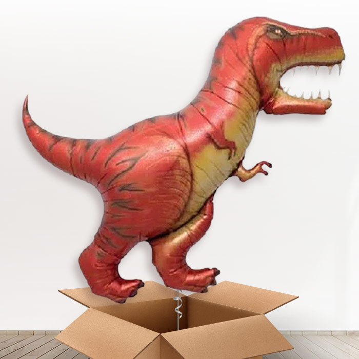 Red Helium Balloon Dinosaur T-Rex in a Box - Giant Balloon | Party Save Smile