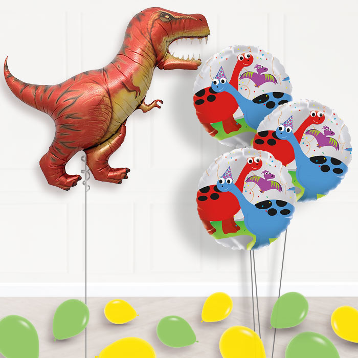 T-Rex Dinosaur Helium Balloon in a Box Gift - Themed Bouquet and Latex | Party Save Smile