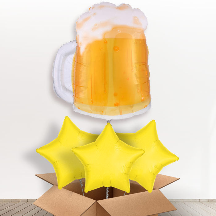 Beer Mug Helium Balloon in a Box - With 3 Plain Balloons | Party Save Smile