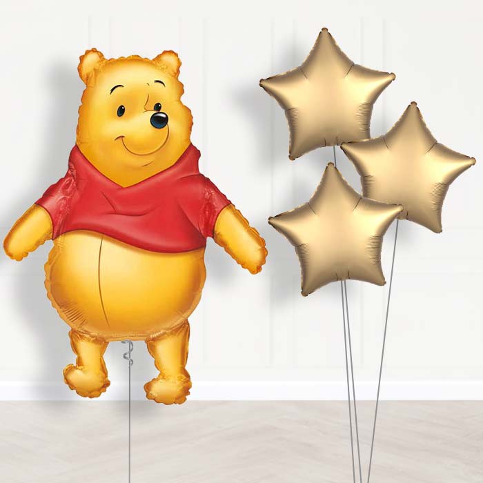Winnie the Pooh Balloon Bouquet Delivered - Plain Bouquet | Party Save Smile