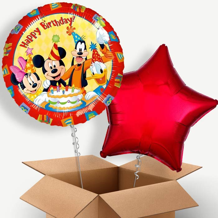 Mickey and Pals Happy Birthday Helium Balloon Pair | Party Save Smile