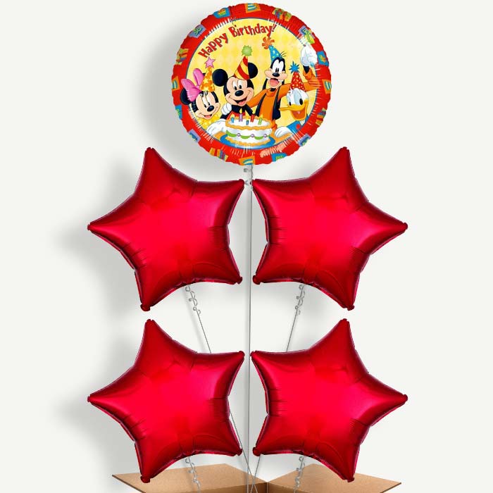 Mickey & Pals Happy Birthday Helium Cluster Balloons | Party Save Smile