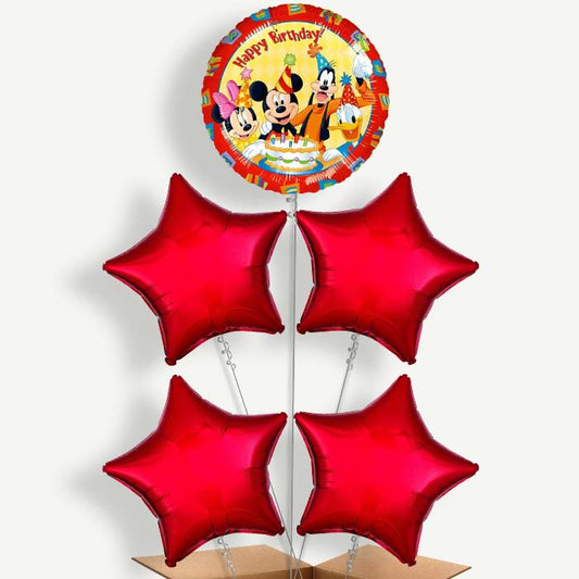 Mickey & Pals Happy Birthday Helium Cluster Balloons | Party Save Smile