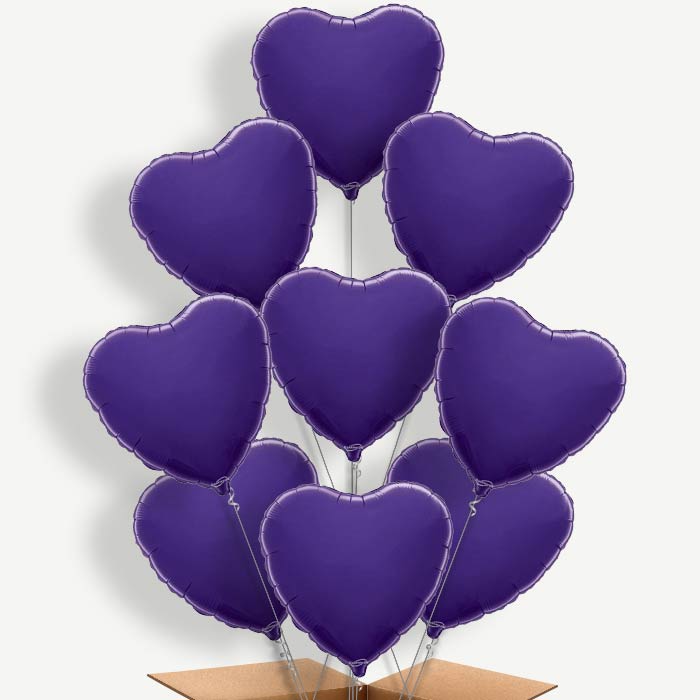 Purple Heart Balloon Bundle Inflated with Helium | Party Save Smile