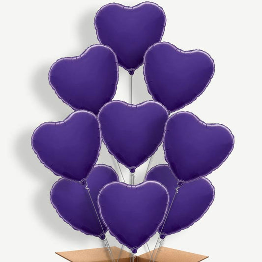 Purple Heart Balloon Bundle Inflated with Helium | Party Save Smile