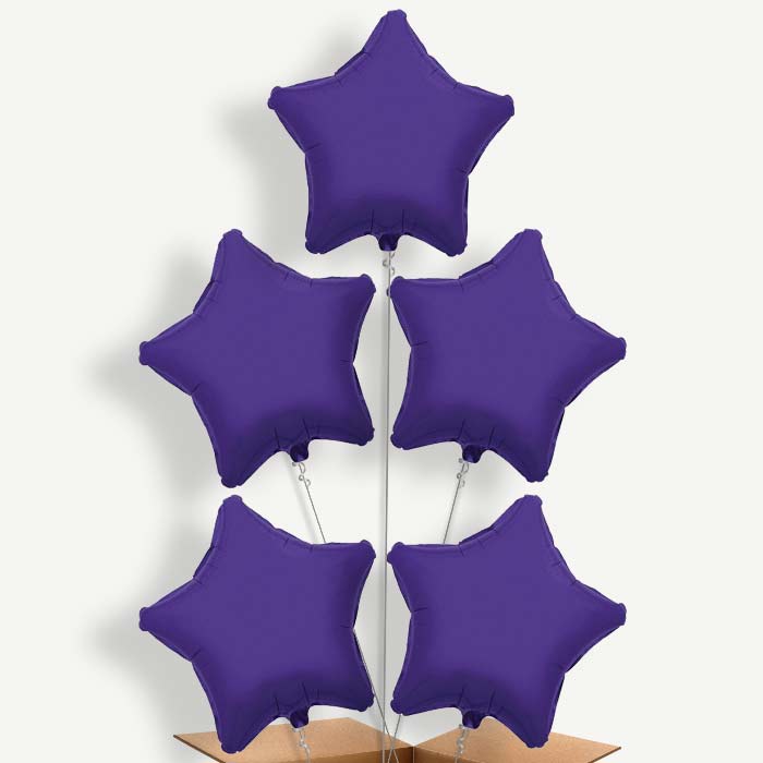 Purple Star Balloon Cluster Inflated with Helium | Party Save Smile