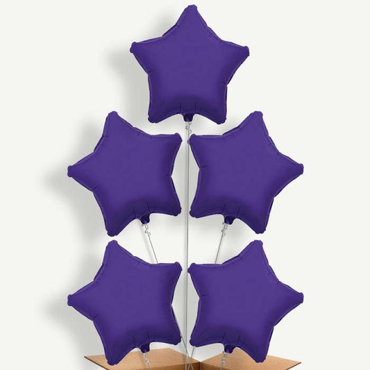 Purple Star Balloon Cluster Inflated with Helium | Party Save Smile