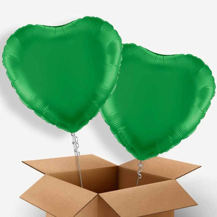 Dark Green Heart Helium Balloon Duo | Party Save Smile
