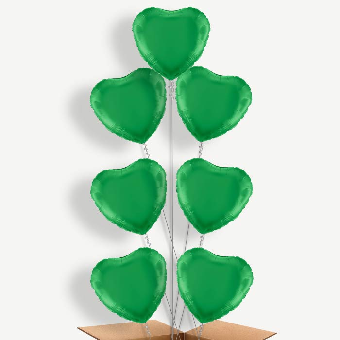 Dark Green Heart Balloon Arrangement Inflated with Helium | Party Save Smile