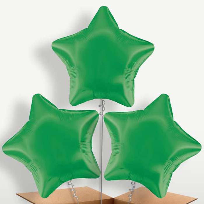 Dark Green Star Bunch of Balloons inflated with Helium | Party Save Smile