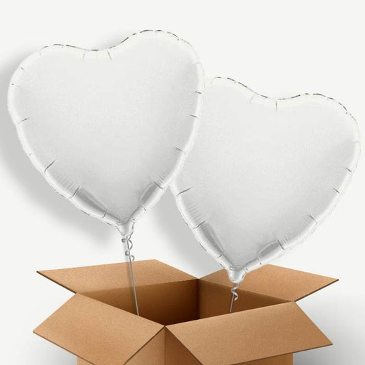 Heart White Helium Balloon Pair | Party Save Smile